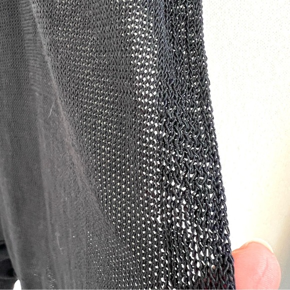 CLUB MONACO Black Sheer Knit Long Sleeves Open Front Lightweight Cardigan Sz M - Picture 5 of 16